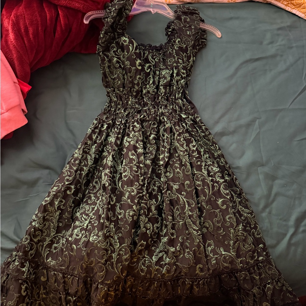 Draculaclothing green and black dress Gothabilly